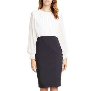 Ted Baker Lizzata Long Sleeve Dress, Navy & White